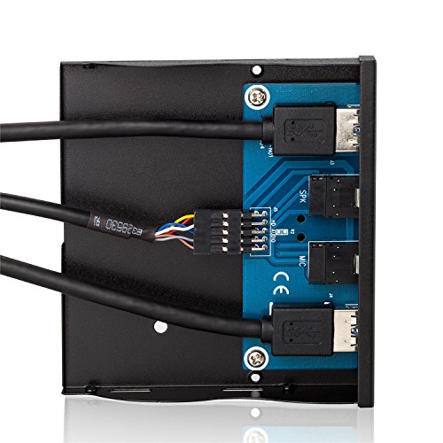 TurnRaise USB 3,0 2-Port 3,5 Zoll Metall Frontplatte USB-Hub mit 1 HD-Audio-Ausgangs-Port/1 Mikrofon-Eingang Anschluss - 5