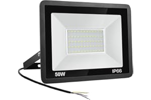 Niserelesa Projecteur LED Extérieur 50W, IP66 étanche 5000LM, 3000K Blanc Chaud Pour Cour, Jardin, Garage