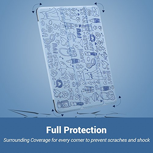 iPad Air 2 Hülle, ESR® KaQ Niedlich Karikatur Series Auto Aufwachen/Schlaf Funktion Wickelfalz PU Ledertasche Kindgerechte Schutzhülle für iPad Air 2(Blau) - 6