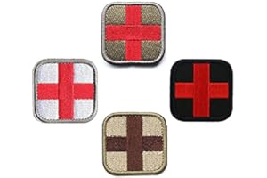 ZCKETO 4 Pack Full Embroidered Emergency Medical Technician Paramedic Medic Cross Patch - Perfect for First Aid Pouch, EMT, EMS, Trauma, Medical, Paramedic, First Response Rescue Kit, Tactical Activities