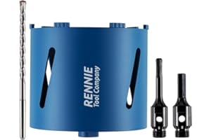 RENNIE TOOL COMPANY 182mm x 150mm Long Diamond Core Drill Bit Set Includes SDS Adapter, Hex Shank Adapter & Centre Drill Bit. To Be Used In Concrete Masonry Brick Block Stone Granite Diamond Drill Bit Core Accessories