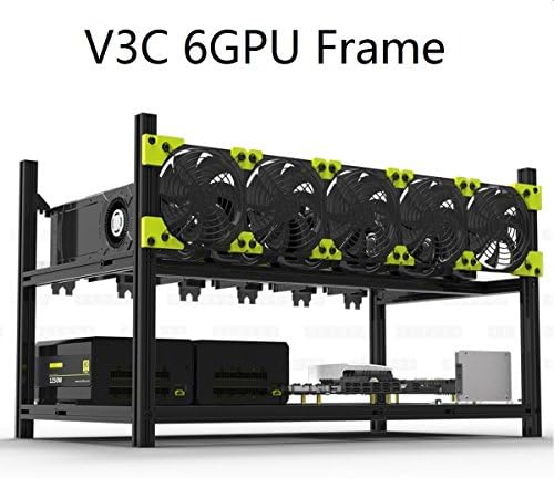 6-GPU Open Air Frame Mining Case Aluminum Stackable Mining Rig Unassembled Miner Kit For Ethereum(ETH,ETC)/ZCash(ZEC)/Monero(XMR)/Bitcoin(BTC)/Siacoin(SC) (V3C) (Black)