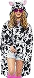 erdbeerloft - Unisex Damen Herren Kuh Kostüm Regenponcho, One Size, schwarz-weiß
