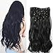 Neverland Beauty 22"7 Pcs 16 Clips Clip in Full Head Wavy Curly Hair Extensions Natural Black #1B UK Stock