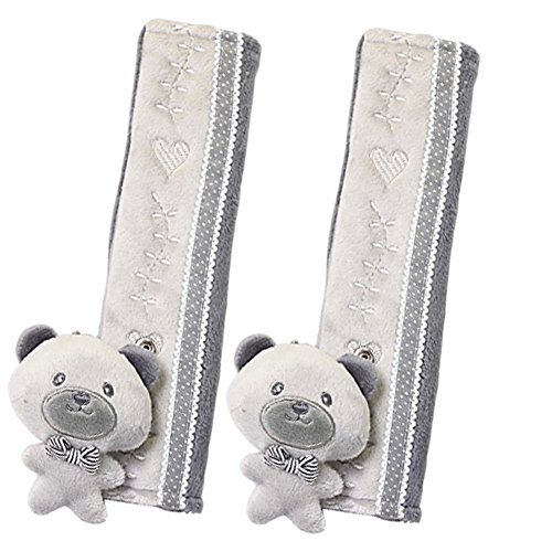 a Pair of Baby Kid Car Seat Strap Cover Toddler Infant Stroller Strap Cover GRAY