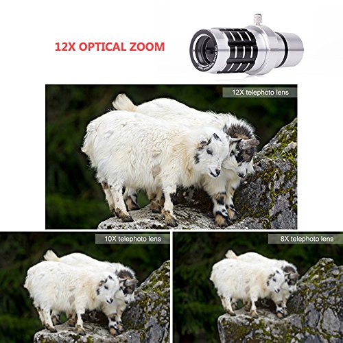 Teleobjektiv Handy 12X universal Smartphone Tele Linse Kamera ZubehÃ¶r HD optischer Zoom Lens Aufsatz Set mit Zeiss fÃ¼r iPhone 8 plus 7 plus /6s plus / 6 plus/ 8 / 7 / 6S / 6 /5 /5s (12X)