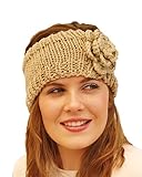 Knitted headband with flower motif