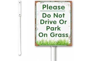 GEROCLONUP Vintage Yard Sign With Stake, Do Not Park On Grass Sign, Please Do Not Drive Or park on grass, 18X22CM, Set of 1, Rust Free Heavy Aluminum, Weatherproof and Fade Resistant