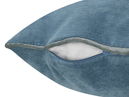 Monte Carlo – 2-farbige Kissenhülle mit Keder – erhältlich in 4 Farbkombinationen und 3 verschiedenen Größen – fester Polsterstoff mit fein gewebter Oberflächenstruktur, 60 x 60 cm, jeans - 5