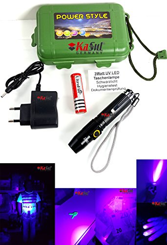 KaSul® | UV Swat Led Cree 3WATT Taschenlampe Schwarzlicht Hygienetest Dokumentenprüfung - 2