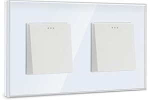 BSEED Interruptor de luz 1 Gang 1 Vía+ 1 Gang 1 Vía,interruptor pared con marco de cristal,10A Interruptor de pared basculante,Blanco Interruptor de palanca 157mm