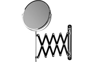 Orbegozo ESP 6000 - Espejo de Pared telescópico 360 Grados, 17 cm diámetro, Doble Cara: con y sin Aumento, Longitud Brazo 55 cm, Soporte Incluido