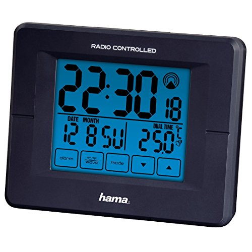 Hama Funkwecker „RC800“, mit LED-Hintergrundbeleuchtung, Speed-Alarm, zwei Weckzeiten schwarz - 2