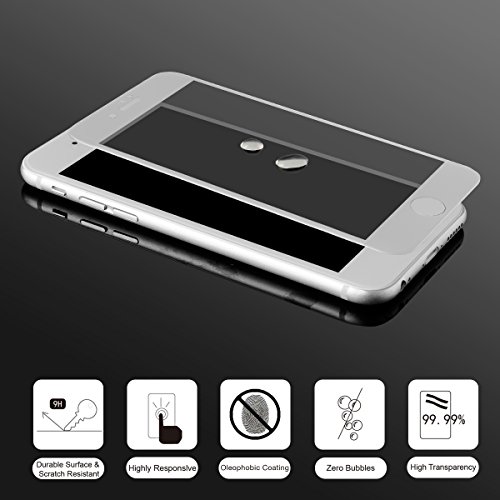 Iphone 7 Panzerglas Schutzfolie, Morecoo 4.7inch 9H Härtegrad 3D Full Coverage 99% Transparenz Panzerfolie Schutzfolie (iphone7, Weiß) - 4