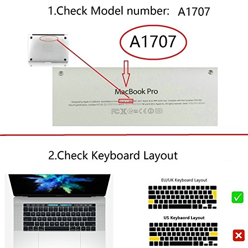 i-Buy Matte Gummierte Harte Schutzh  lle H  lle f  r Macbook Pro 15  Touch Bar  2016 10 Ver  ffentlicht Modell A1707   Schutzfolie   Silikon Tastaturs