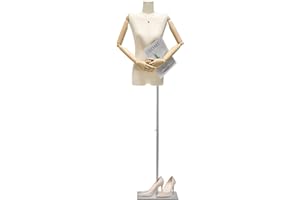 FWTXZTER Manichino Sartoriale, Manichini e Busti Sartoriali per Cucito, Manichino Busto Torso da Donna e Base in Metallo Regolabile Altezza, Esposizione Nella Vetrina del Negozio di Abbigliamento