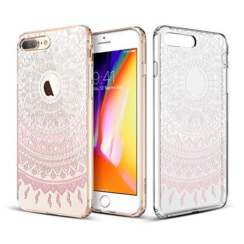 ESR Funda iPhone 8 Plus  ESR C  rcasa Fina Transparente Dura Borde Suave TPU  Compatible con Carga Inal  mbrica   Mejorada Protecci  n a Esquinas  Dise  o de Impresi  n para Apple iPhone 8 Plus 5 5  2017 - Manjusaka Rosa