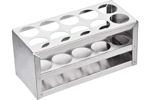 sourcing map Inoxydable Acier Tube à Essai Support Grille 10 Trou 3 Couche pour 26-30mm Tubes