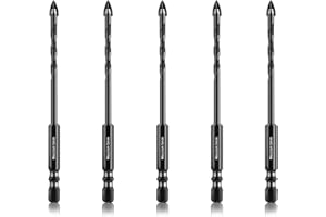 Punte per Gres Porcellanato, Meccion 5mm 5Pezzi Punta Trapano Vetro Professionali per Piastrelle, Ceramica, Granito, Marmo, Plastica