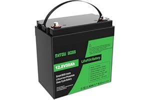 DATOUBOSS Batería Litio 12V 50Ah Batería LiFePO4,15000+ Ciclos Profundo y 50A BMS Protección,Grado A Células de la Bateria para Autocaravana,Sistema Solar,Camper,Cortadora de Césped