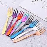 Newadel 8 Stücke Heißer Edelstahl Bunte Spiegel Poliert Gabeln Party Kuchen Dessert Salat Obst Gabeln Küche Geschirr EachColor-8 Pcs