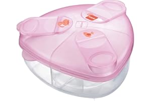 MAM Milk Formula Dispenser, Milk Powder Dispenser Pot Stores 40 g Per Serving, Milk Powder Storage Holds Three Servings, Baby Milk Powder Box, Pink, (Designs May Vary)