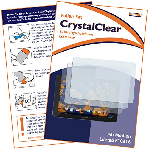 3 x mumbi Schutzfolie Medion Lifetab E10316 MD98516 Folie Displayschutzfolie - 2