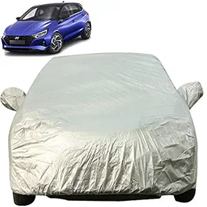 Autofact Premium Silver Matty Triple Stitched Car Body Cover with Mirror Pocket for New Hyundai Elite I20 2021 Onwards