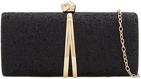 Designer Banquet Glitter Box Rigid Ladies Evening Clutch Bag Handbag (Black)