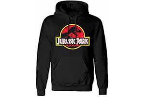 HEROES INC. Official Jurassic Park Classic Logo Unisex Black Pullover Hooded Sweatshirt