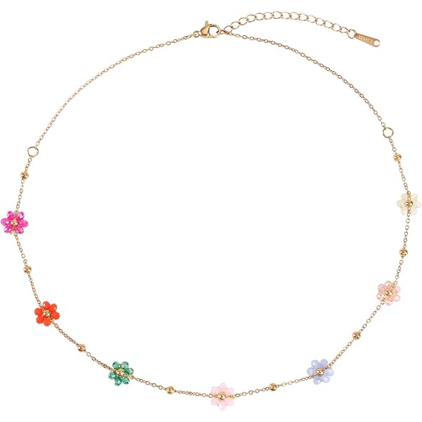 Collana di Perline, Girocollo con Perline, Cristalli Cubici, Bohémien Estiva per Feste in Spiaggia e Ballo, Accessori per Festival per Ragazze e Donne