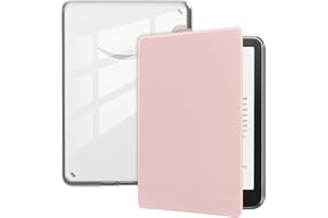 AIQIUQIU Case for Kindle Paperwhite 12th Generation Cover | for Kindle Colorsoft Signature Edition 2024 7", PU Leather Clear Acrylic Back Shockproof Hard Case, Auto Sleep/Wake, Pink