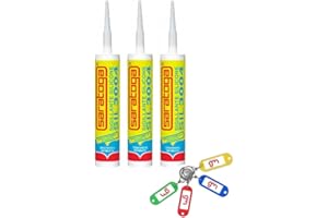 MAGAZZINI GM SARATOGA SIL3004, Silicone Sigillante Antimuffa Universale a Reticolazione Acetica con Formula Avanzata ad alte prestazioni,280ml con Portachiavi GM (3, Bianco)