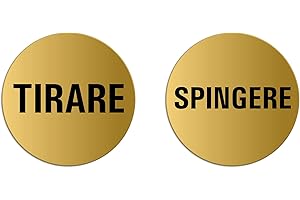 OFFORM DESIGN Cartello Tirare Spingere Set di 2 Targa Ø 75 mm color oro auto-adhesivo