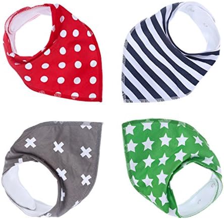 Baby Bib Newborn 3 in 1 + Burp Cloth + Neckerchief Bandana for Baby &amp; Toddler | Designed and tested in Berlin &amp; London | Cotton and Fleece (Set of 4 collorful)