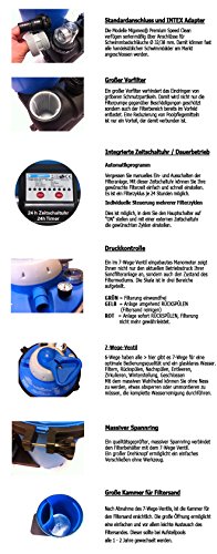 Miganeo® Sandfilteranlage 8,5 m³ Pumpe mit integrierter Zeitschaltuhr für Pool bis 33m³ - 6