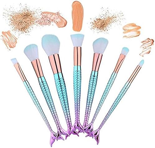 Makeup Brushes Set 10pcs Mermaid Makeup Brush Cosmetic Brushes Eyeshadow Eyeliner Blush Brushes …