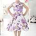 TOOGOO(R) Purple Summer Stylish Fancy Girls Kids Princess Wedding Party Flower Floral Bow Gown Dress 3-4Years