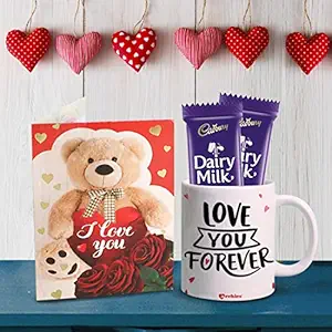 ARCHIES Valentine Love Gifts Pair Combo Pack of 3 |1 Ceramic Mug |2 Dairy Milk Chocolate|Greeting Card|Valentines Day|Romantic Gift for Girlfriend, Boyfriend,Wife, Husband|Anniversaries-VMUG26_GC_2DM