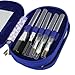 Liying ® new Luxurious & Portable 13 pc Personal Manicure & Pedicure Set, Travel & Grooming Kit Tool Set with 5 pc Cosmetic brush set and mirror (Blue)