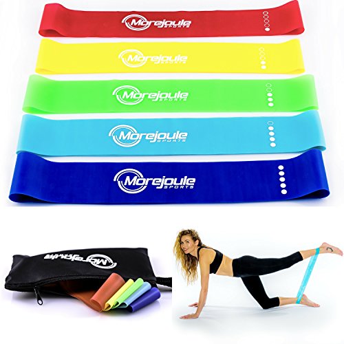 Fitnessband Set **Hero**, 5x Widerstandsbänder, Loop Gummi-Gymnastikbänder Set, Resistance Band, Übungsband Ideal Für Crossfit, Pilates, Fitness, Muskelaufbau und Therapie, mit Tasche + gratis Guide