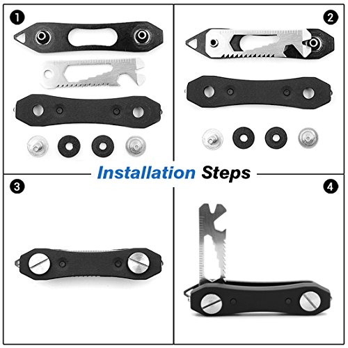 Carbon Keyorganizer, Mture Schlüssel Organizer, Edelstahl Schlüsselhalter bis 12 Schlüssel (Mit 2 LED ) - 4
