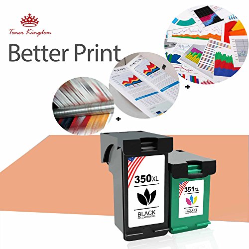 Toner Kingdom 2 Paquete Compatible HP 350XL 351XL 350 351 Cartuchos de tinta Por Photosmart C4480 C4580 C4380 C4348 C4270 C4272 C4275 C4483 C5273 C5275 C5280 C5283 C5200 C4585 C4500 C4485 C4210 C4400 C4280 C4283 C4345 C5250 C5293 Deskjet D4200 D4263 D4360 Officejet J6450 J5785 J6415 Impresora Alto rendimiento  1 Negro   1 Color 