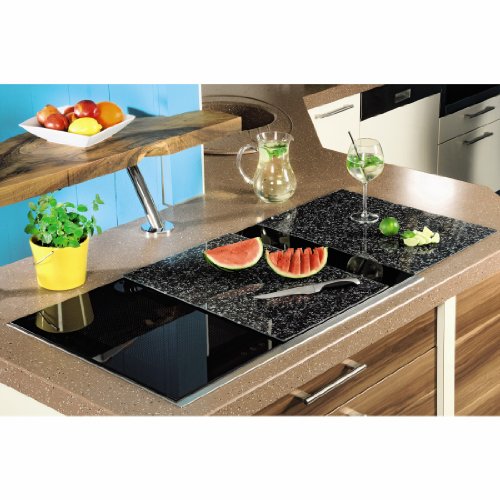 Xavax Herdabdeckplatte / Schneidebrett Glas, 2er-Pack, gehärtetes Sicherheitsglas, spülmaschinengeeignet, Granit Design, 52 x 30 cm - 3