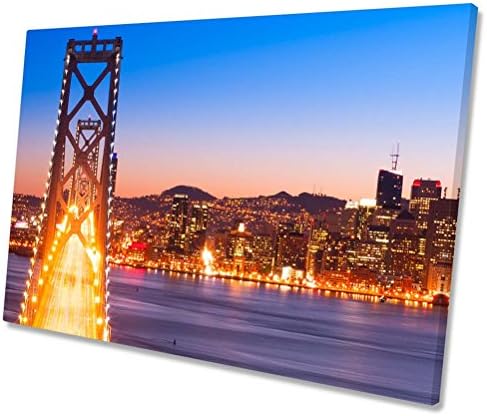 Bay Bridge San Francisco Skyline CANVAS WALL ART Framed Print 30 x 20 inch