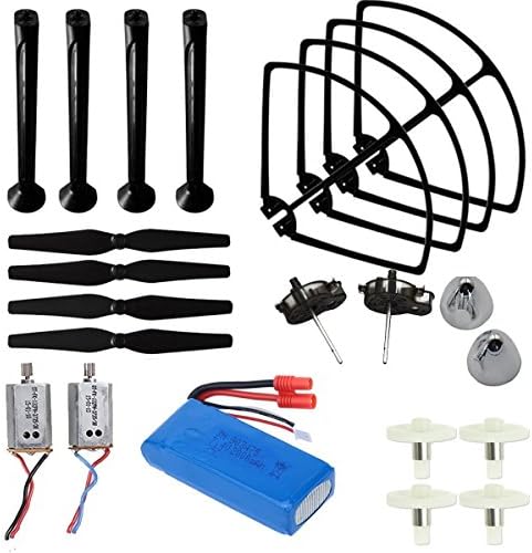 NICEKER Upgraded Syma X8C X8W X8G Venture Full Spare Parts Kit Crash Pack (Main Blade Propellers &amp; Motor &amp; Propeller Protectors Blades Frame &amp; Landing Skid &amp; Battery &amp; Gear etc.