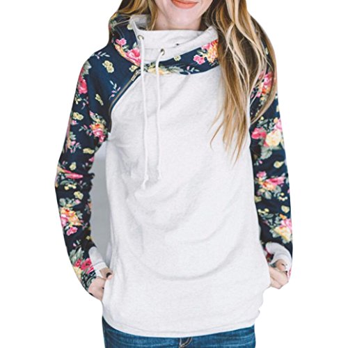 Preisvergleich Produktbild Damen Sweatshirt URSING Frau Blumen Drucken Lange Hülse Kapuzenpullover Sweatshirt Pullover-Oberteile Super Elegant Schick Sport Jaket Crew Hals Sweatshirt Aumturn Winter Mit Kapuze Outwear (M, Grau)
