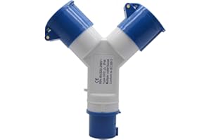 SENRISE 2-Way Splitter 32A 220v IP44 2 Way 3 pin Industrial Site Plug & Wall Socket Waterproof IP44 Plug Connector Socket 2P+Earth Male/Female