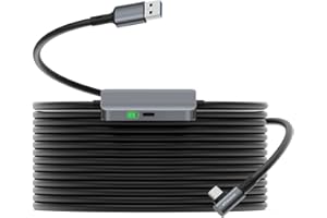 Kabel łączący 5 m kompatybilny z Meta Quest2/Pro/PICO 4/PICO Neo 3, Stouchi z oddzielnym portem ładowania dla bardzo trwałego zasilacza, kabel USB 3.0 typu A do C do przesyłania danych do komputera