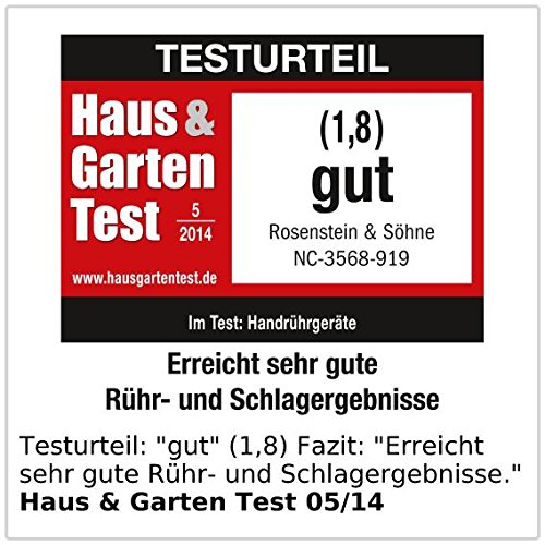 Rosenstein & Söhne Elektrischer Handrührer, 300 Watt, 5 Geschwindigkeiten, Turbo, 4 Haken - 7